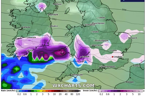 New London snow maps show up to 2cm falling across 4 days in January