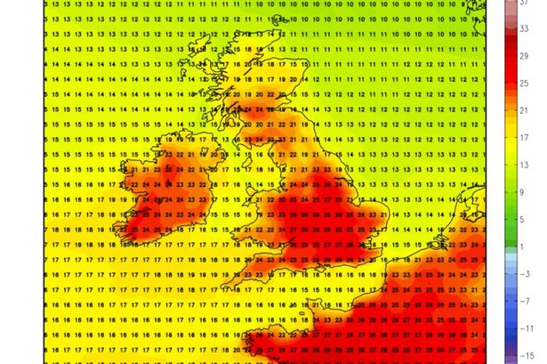 New weather map alert for 10 day heatwave reaching roasting 28C in London with exact dates forecast