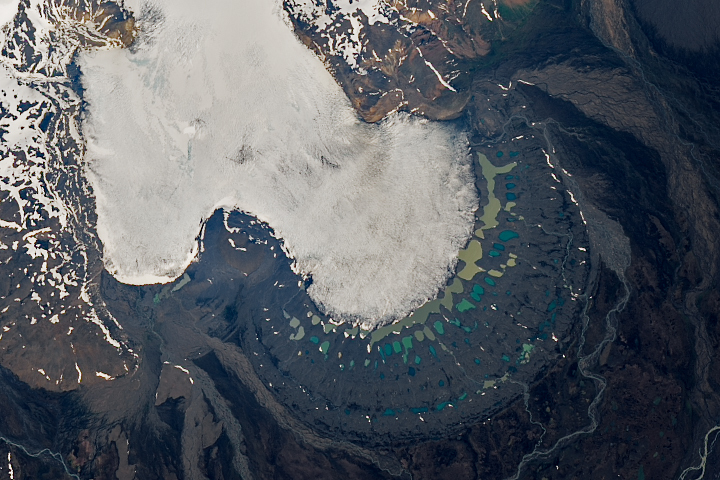 Múlajökull Glacier and Its Palette of Lakes