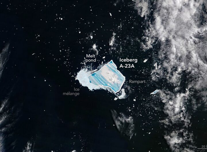 Meltwater Turns Iceberg A-23A Blue