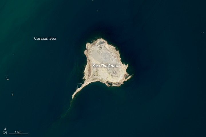 A School of Mud Volcano Islands in Azerbaijan