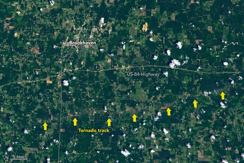 Tornado Draws a Jagged Line in Mississippi